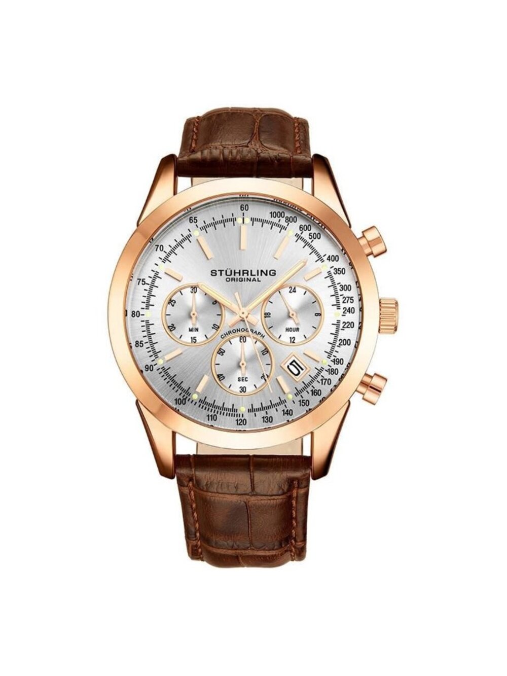 NWT Stuhrling Original Monaco Quartz Silver Dial Men's Watch